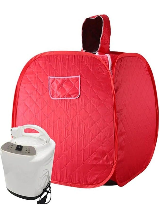 عربست الساونا البخارية المحمولة with1000W & 2L Steamer ، تعديل 3 مستويات ، التدفئة السريعة ، ساونا شخص واحد لفقدان الوزن ، إزالة السموم ، بيلاتس ، الاسترخاء في المنزل الساونا العلاجية الشخصية ، الأحمر - Image 1