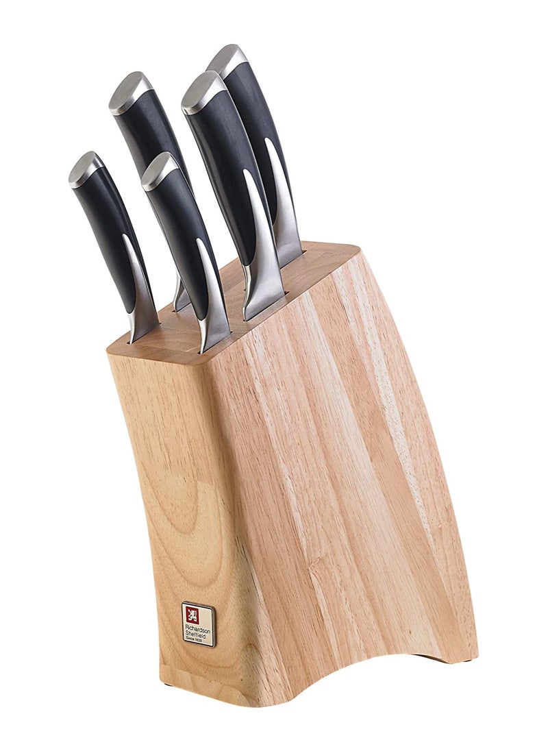 Richardson Sheffield - KYU 5 pc knife set block in wood - Image 1