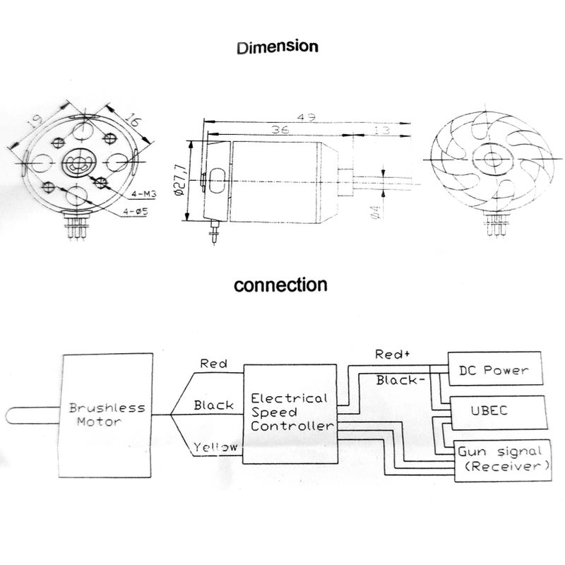 موتور خارجي خالي من الفرش D2836-6 1500KV عالي الأداء لطائرة النموذج اليدوية، سيارة التحكم عن بعد، الطائرة متعددة المروحين الصغيرة، المروحية، الطائرة رباعية المروحين - Image 5