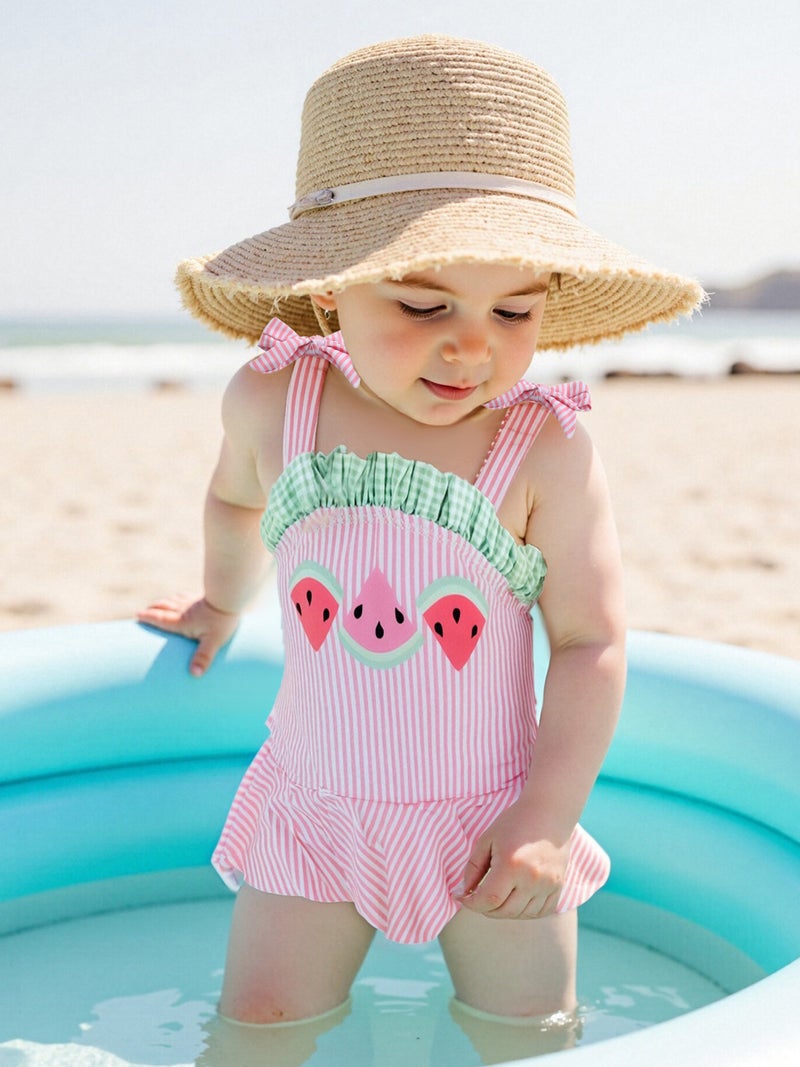 Toddler Girl Swimsuit Cute Watermelon Print Sleeveless Tie Shoulder Bathing Suit Baby Swimwear - Image 5