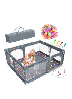 Arabest Baby Enclosure Extra Large Enclosure Indoor and Outdoor Children's Activity Centre Baby Safety Gate with Breathable Net Sturdy Play Area for Babies and Toddlers Grey  - Image 1