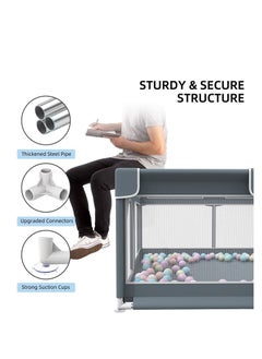 Arabest Baby Enclosure Extra Large Enclosure Indoor and Outdoor Children's Activity Centre Baby Safety Gate with Breathable Net Sturdy Play Area for Babies and Toddlers Grey  - Image 3