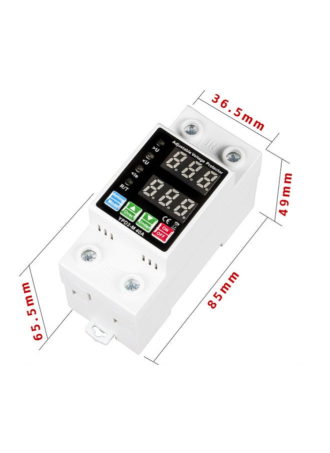 Generic - Dual Displays Self-reset Protector Overvoltage Undervoltage Current Adjustable Circuit Breaker Automatic Reclosure Switch - Image 1
