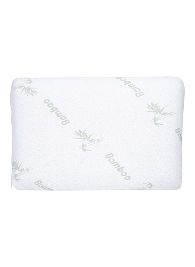 Generic Premium Organic Bamboo Removable Zip Cover Memory Foam Relax Medium Support Pillow White/Green  - Image 3