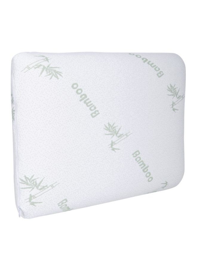 Generic Premium Organic Bamboo Removable Zip Cover Memory Foam Relax Medium Support Pillow White/Green  - Image 4