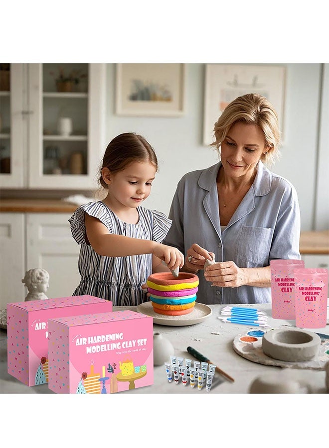 Beauenty Air Dry Clay Kit for kids, Pottery Craft Kit for Beginners, Sculpting Tools Set & Step-by-Step Guide, 2kg clays, 10 Paints, Paintbrush, Varnish, Sponge - Crafts for kids for Birthdays Gift（Pink) ﻿  - Image 5