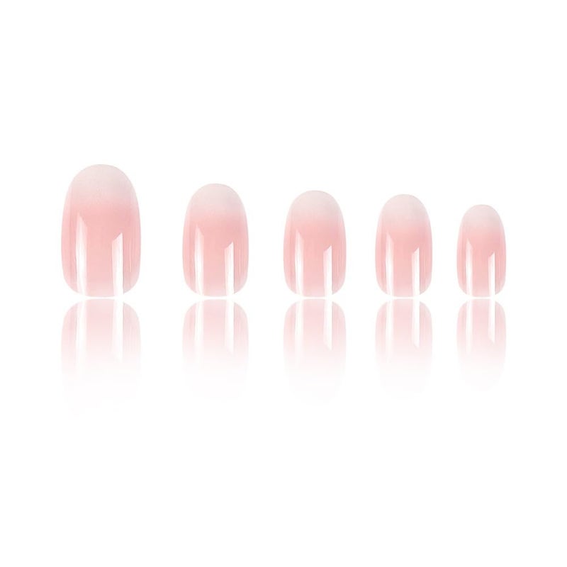 Sevgob Short Almond Nails - 24pcs Nude & Gradient Pink Ombre Fake Nails - Press On, Glue On, Reusable Acrylic - Glossy Finish - Image 5