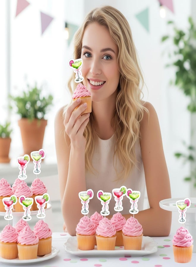 Blisstock 36Pcs Margarita Birthday Cupcake Toppers Green Cocktail Margarita Bridal Shower Decorations Margaritas and Matrimony Bridal Shower Cake Decor for Girl Mexican Fiesta Wedding Party Supplies - Image 3