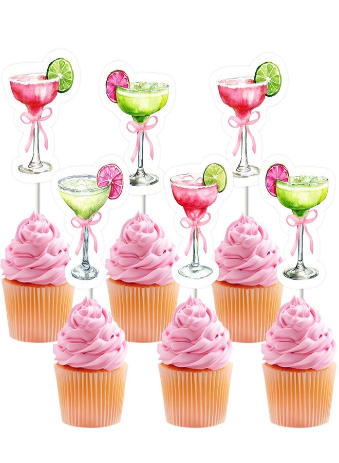 Blisstock 36Pcs Margarita Birthday Cupcake Toppers Green Cocktail Margarita Bridal Shower Decorations Margaritas and Matrimony Bridal Shower Cake Decor for Girl Mexican Fiesta Wedding Party Supplies - Image 1