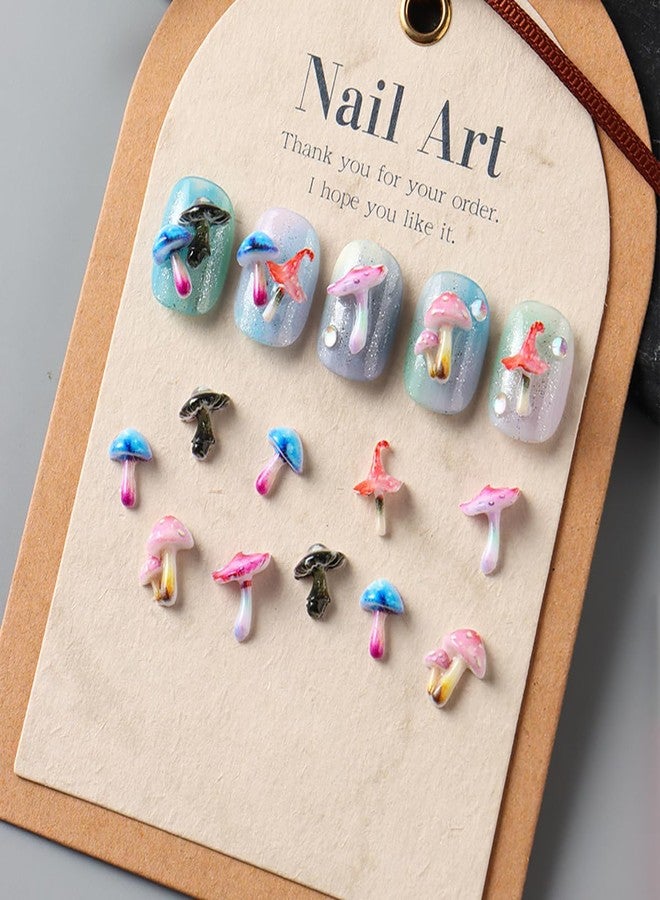 KTAABTR 50Pcs Colorful Mushroom Nail Charms Cute 3D Mushroom Resin Flatback Nail Art Charms and Gems for Women DIY Nail Decoration Accessories Supply - Image 2