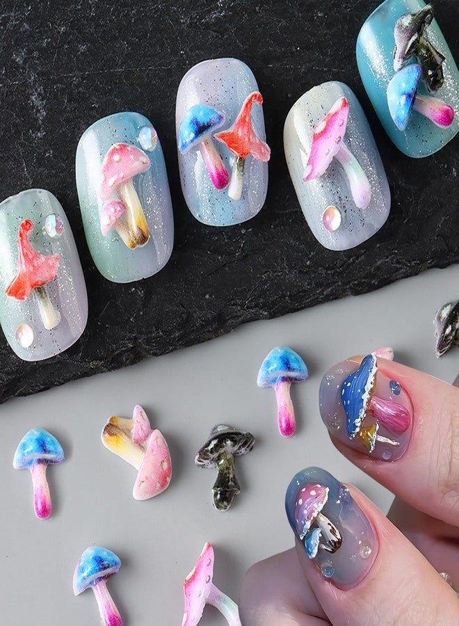KTAABTR 50Pcs Colorful Mushroom Nail Charms Cute 3D Mushroom Resin Flatback Nail Art Charms and Gems for Women DIY Nail Decoration Accessories Supply - Image 1