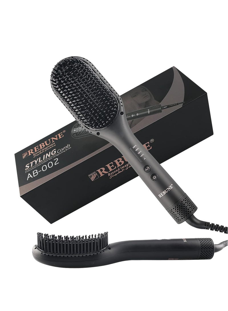 REBENUO REBUNE AB002 Hot Air Styler Hair Straightener  Straightening Brush For Smooth Frizz-Free Hair (Black) - Image 1