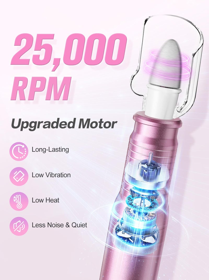 Subay Professional Manicure Pedicure Kit, Electric Nail Drill Set with LED Display, 25000RPM, 11-Piece Attachments Plus 20 Sanding Bands, Nail Grinder Tool for Women Men Baby Pets, with Dust Brush - Image 3