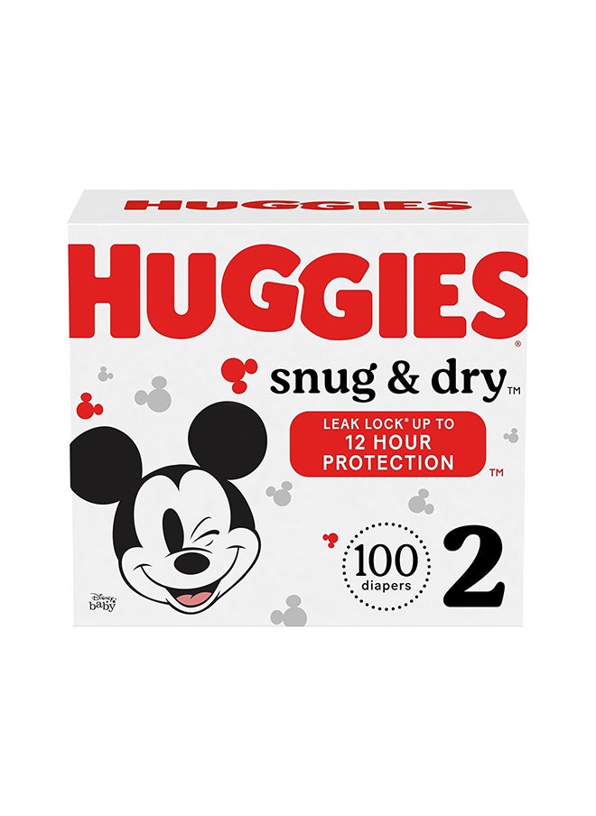 Huggies Size 2 Diapers, Snug & Dry Baby Diapers, Size 2 (12-18 Lbs), 100 Count  - Image 1