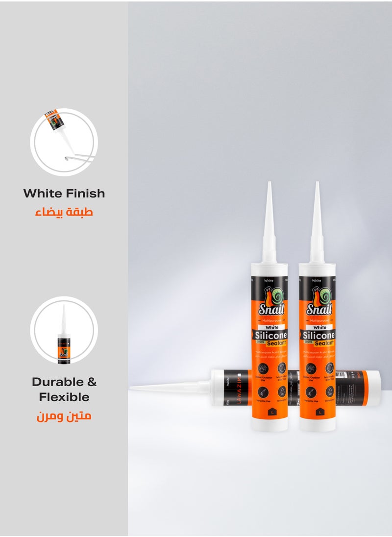 LAWAZIM - Snail All-Purpose Silicone -280ml White- Waterproof Durable Caulking Sealant for Sealing Windows Doors Bathroom Kitchen -Ideal for Construction Home Improvement DIY Projects Automotive and Maintenance - Image 1