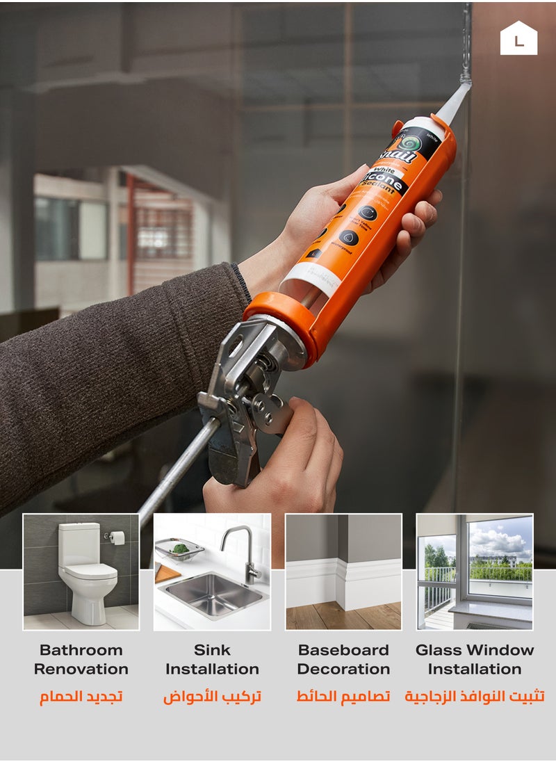 LAWAZIM - Snail All-Purpose Silicone -280ml White- Waterproof Durable Caulking Sealant for Sealing Windows Doors Bathroom Kitchen -Ideal for Construction Home Improvement DIY Projects Automotive and Maintenance - Image 1