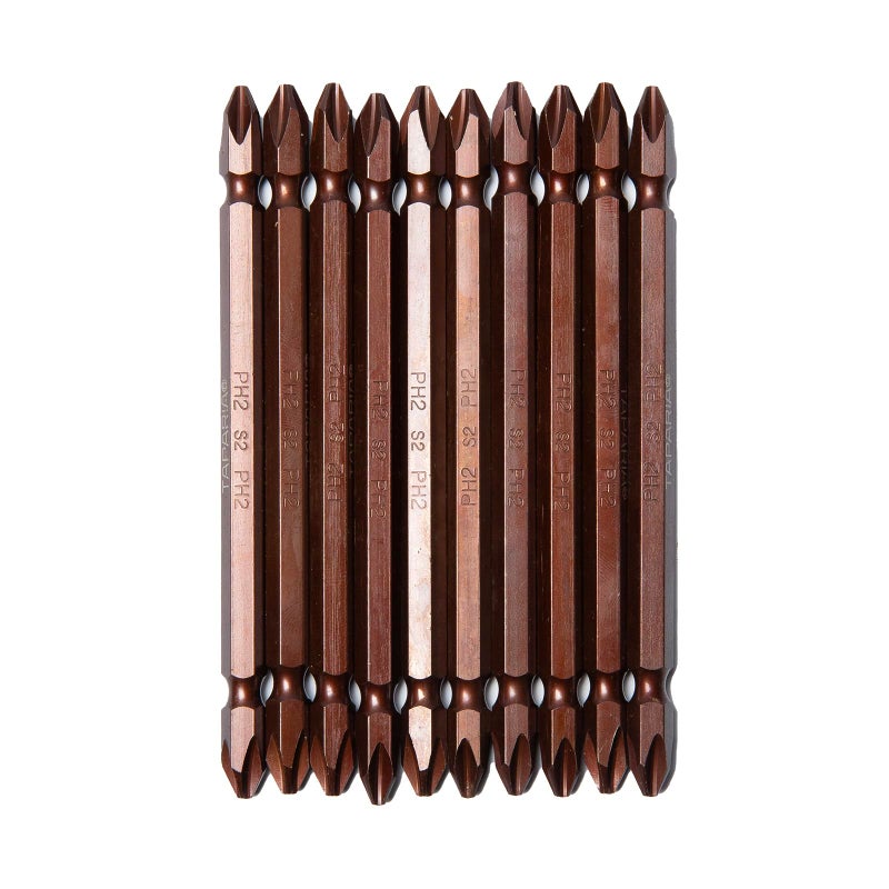 Taparia Make,110 mm Double Side Bits of 1/4" Hex Shank, S2 Grade, Of Tip Size ph2 x ph2 (10 Pc) Suitable for DIY, Home, Professional & industrial applications - Image 2