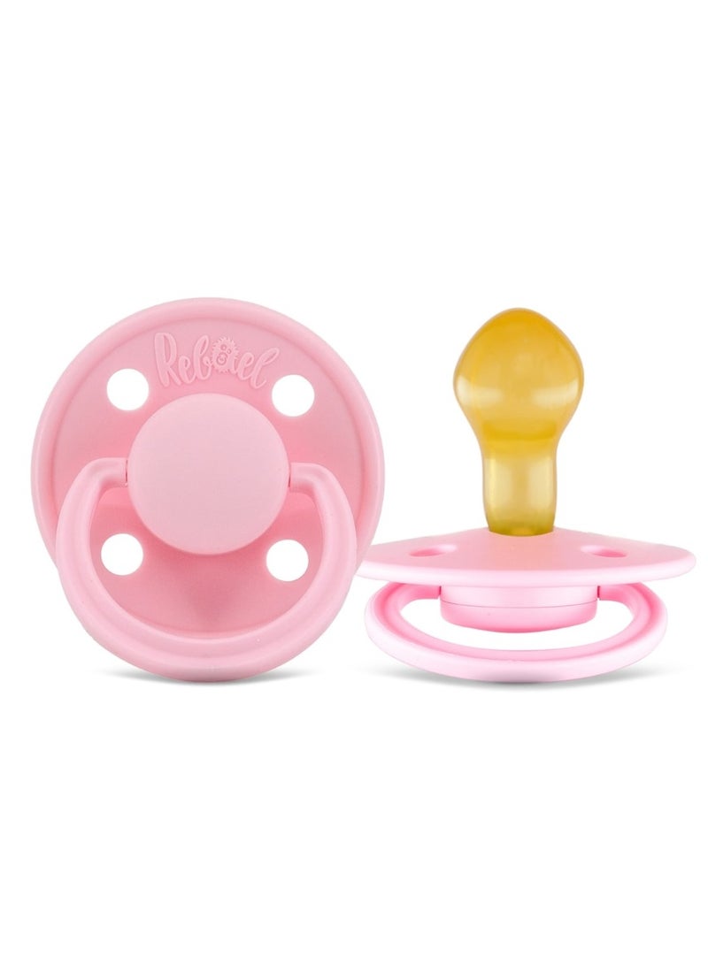 Rebael Mono Natural Rubber Round Pacifier Size 2 - Baby 6M+ (1-pack) - Sweet Pink - Image 1