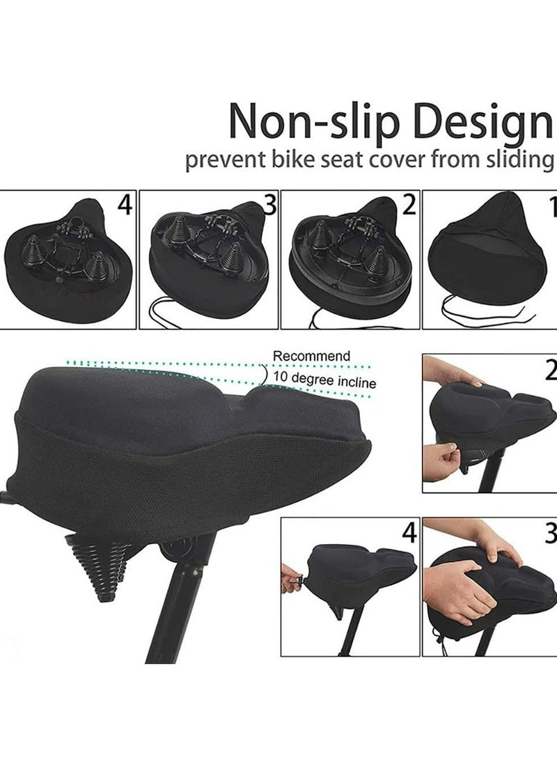 CMGTYYD Bike Seat Cover - Exercise Bike Seat Cushion Cover, Wide Foam and Extra Soft Gel Padded Bike Seat Cover for Women and Men, Bicycle Saddle Cover for Spin, Stationary, Cruiser Bikes - Image 4