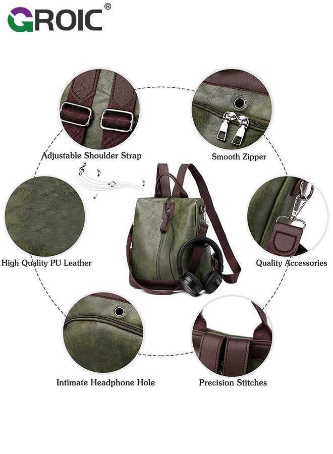 GROIC Fashion Backpack Convertible Shoulder Bag 2 In 1 Women & Men Anti-theft PU Leather Ladies Bag Waterproof Lightweight for Daily Life Travel Cycling Shopping School - Image 4