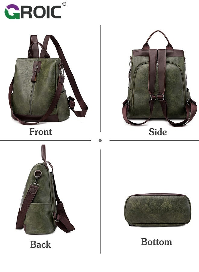 GROIC Fashion Backpack Convertible Shoulder Bag 2 In 1 Women & Men Anti-theft PU Leather Ladies Bag Waterproof Lightweight for Daily Life Travel Cycling Shopping School - Image 5