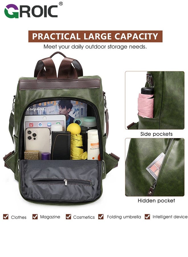 GROIC Fashion Backpack Convertible Shoulder Bag 2 In 1 Women & Men Anti-theft PU Leather Ladies Bag Waterproof Lightweight for Daily Life Travel Cycling Shopping School - Image 3