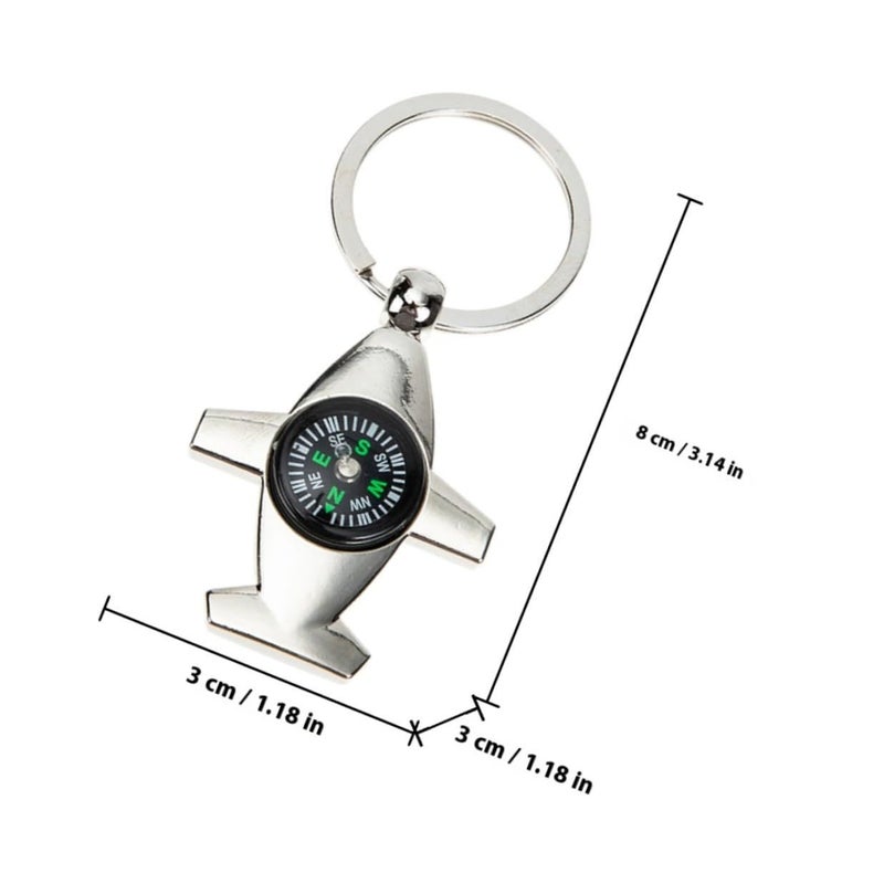 Coheali 4 Piece Small Aviation Compass Keychain Set Airplane Model Portable Pocket Compass Key Ring For Men Outdoor Hiking Camping Accessories Metal - Image 3