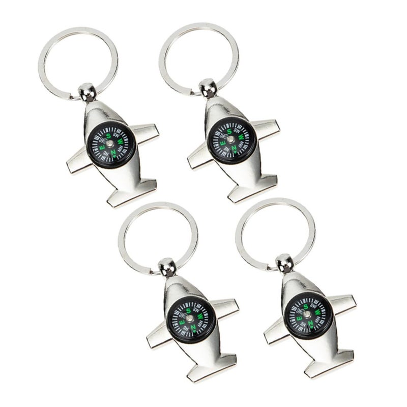 Coheali 4 Piece Small Aviation Compass Keychain Set Airplane Model Portable Pocket Compass Key Ring For Men Outdoor Hiking Camping Accessories Metal - Image 2
