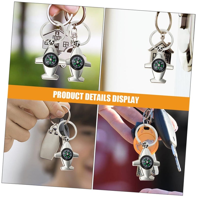 Coheali 4 Piece Small Aviation Compass Keychain Set Airplane Model Portable Pocket Compass Key Ring For Men Outdoor Hiking Camping Accessories Metal - Image 5