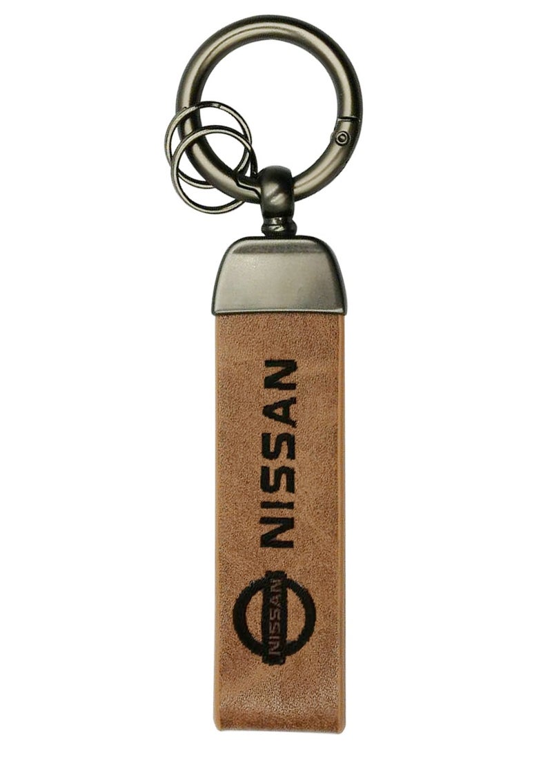 Nissan Car Key Chain Super Finish Metal Ring PU Leather Strap Keychain Home Key Chain Car Keychain NISSAN - 1Pcs  - Image 1