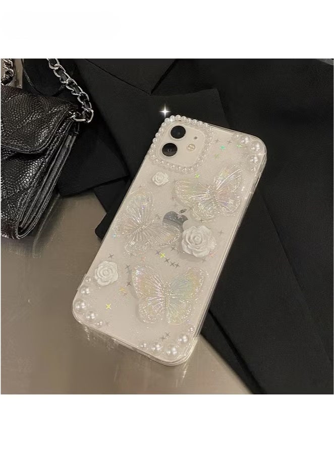 For iPhone 16 Case - 3D Butterfly Rose Flower Shiny Girl Phone Case - Clear Phone Case - TPU Drop Protection - Image 5