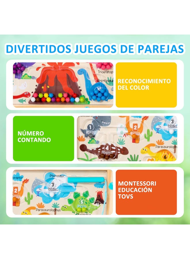 ألعاب متاهة مونتيسوري الخشبية للأولاد والبنات - متاهة مغناطيسية، متاهة ألوان وأرقام، مهارات حركية دقيقة، فرز الألوان، هدايا تعليمية - Image 3