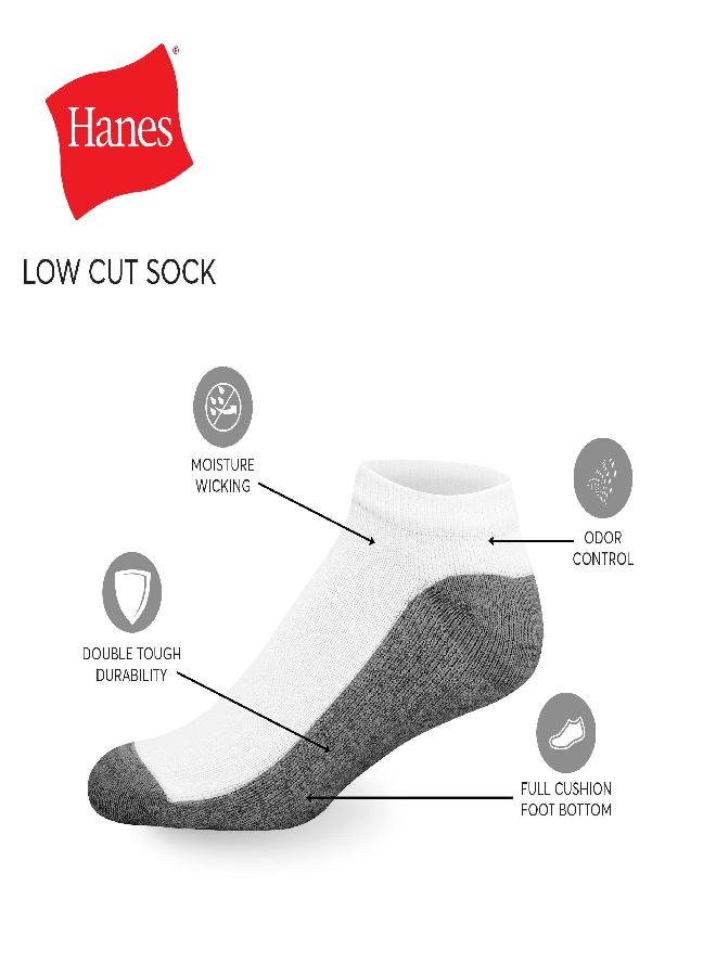 Hanes Hanes mens Socks, 6-pair Pack Max Cushion Low Cut, Black/Grey Foot Bottom, 6 12 US