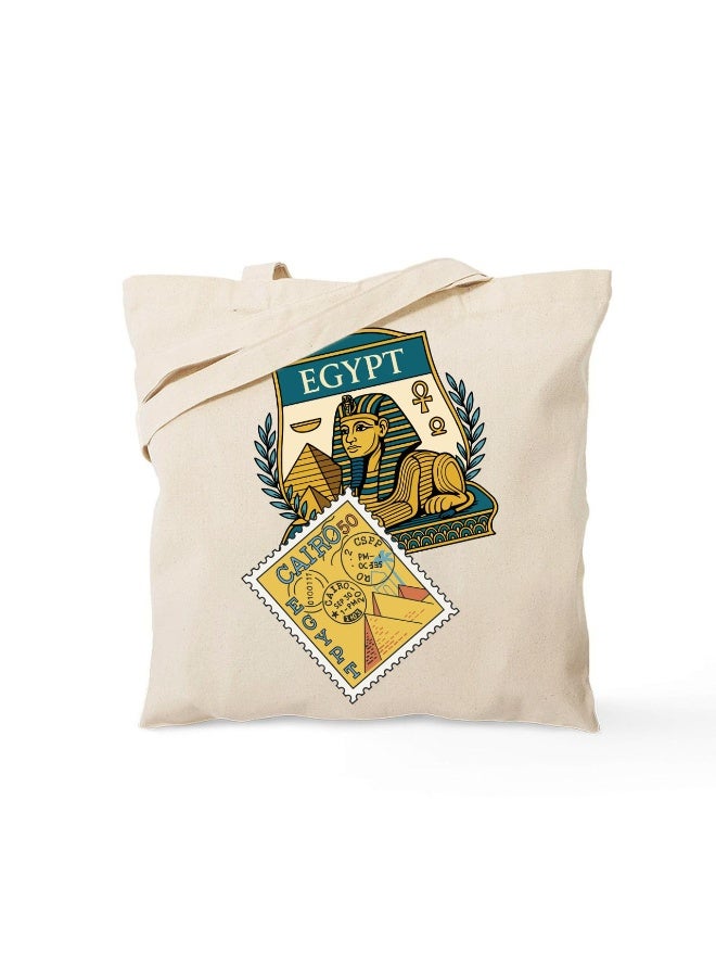 We Print, Your Gift Egyptian Pharaonic Canvas Tote Bag – 40×40 cm – Premium Heavy Canvas Fabric, No Zipper or Lining - Image 1