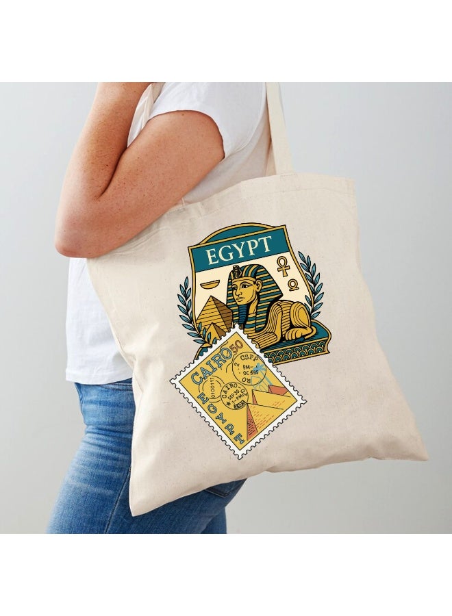 We Print, Your Gift Egyptian Pharaonic Canvas Tote Bag – 40×40 cm – Premium Heavy Canvas Fabric, No Zipper or Lining - Image 2