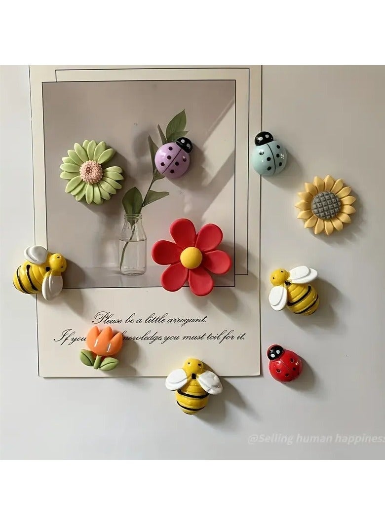 10pcs Cartoon Flower Refrigerator Magnets - Adorable Decorative Fridge Magnets with Strong Adhesive - Perfect for Kitchen, Office, Whiteboard, Locker, Cabinet, Dishwasher, and Home Decoration, Great Mother's Day Gift Idea - Image 2