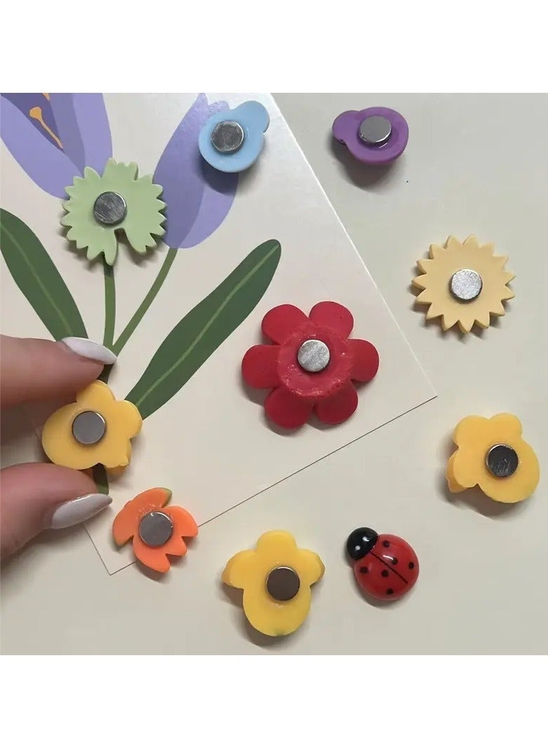 10pcs Cartoon Flower Refrigerator Magnets - Adorable Decorative Fridge Magnets with Strong Adhesive - Perfect for Kitchen, Office, Whiteboard, Locker, Cabinet, Dishwasher, and Home Decoration, Great Mother's Day Gift Idea - Image 3