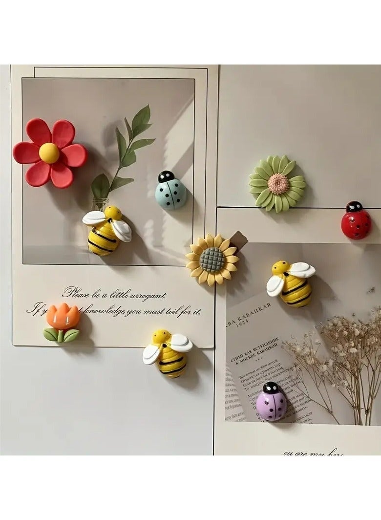 10pcs Cartoon Flower Refrigerator Magnets - Adorable Decorative Fridge Magnets with Strong Adhesive - Perfect for Kitchen, Office, Whiteboard, Locker, Cabinet, Dishwasher, and Home Decoration, Great Mother's Day Gift Idea - Image 4