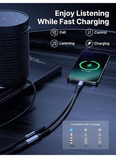 erorex Usb C To 3.5Mm Jack And Charger Adapter 2 In 1 Usb C To Aux Audio Jack Adapter With Pd 60W Fast Charging Compatible With Iphone 15 Pro Max Samsung Galaxy S23 S22 Ultra Pixel 7 6 Ipad Gray  - Image 2