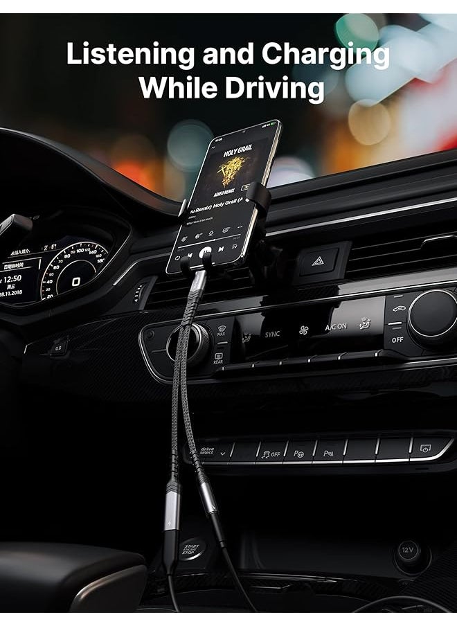 erorex - Usb C To 3.5Mm Jack And Charger Adapter 2 In 1 Usb C To Aux Audio Jack Adapter With Pd 60W Fast Charging Compatible With Iphone 15 Pro Max Samsung Galaxy S23 S22 Ultra Pixel 7 6 Ipad Gray - Image 1