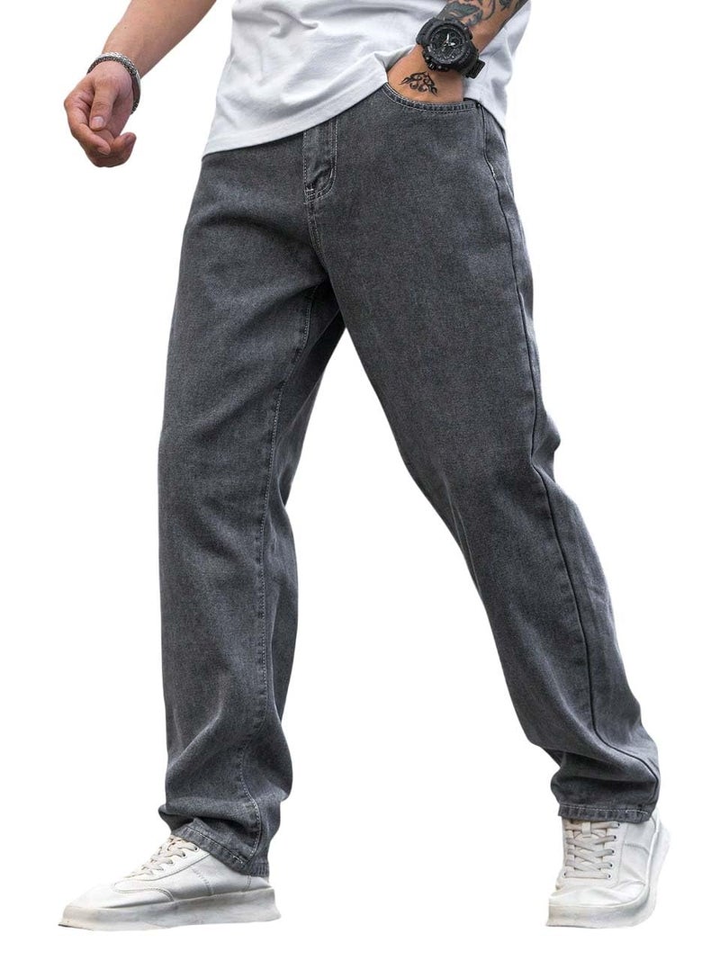 KOTTY Men's Solid Regular Fit Mid Distressed Fashionable Trendy Denim Jeans(Grey,28) - Image 1