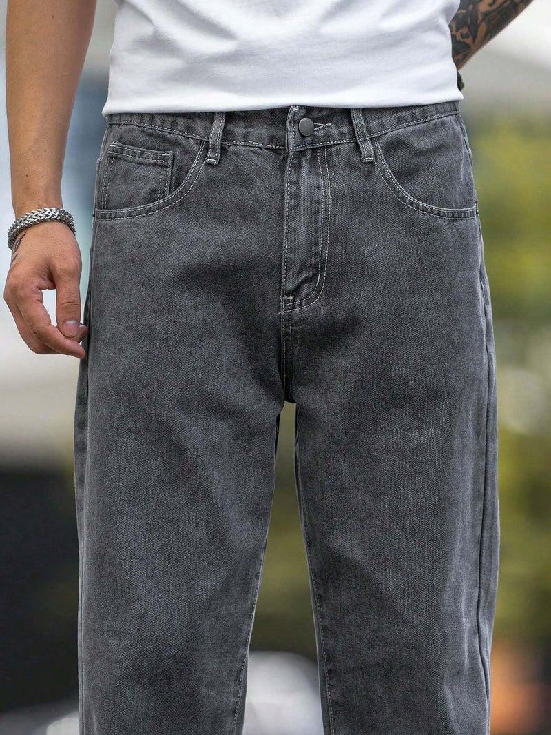 KOTTY Men's Solid Regular Fit Mid Distressed Fashionable Trendy Denim Jeans(Grey,28) - Image 4