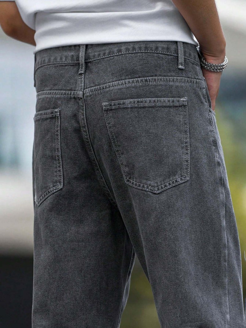KOTTY Men's Solid Regular Fit Mid Distressed Fashionable Trendy Denim Jeans(Grey,28) - Image 5