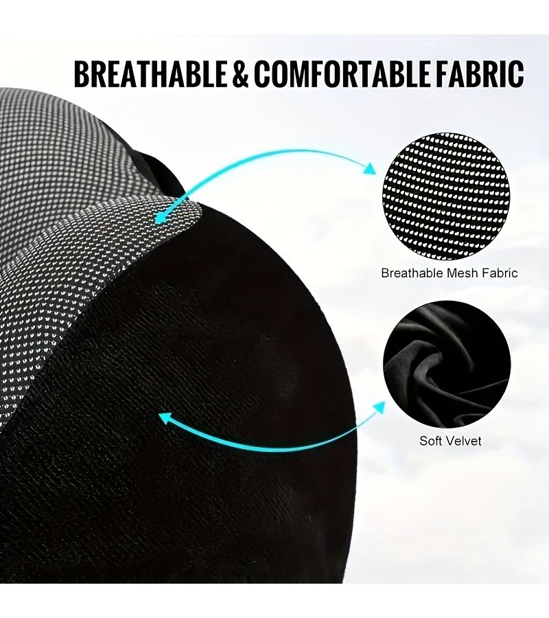 Grey Adjustable U Shaped Travel Neck Pillow Ergonomic Soft Polyester Hood Car Plane Office Outdoor - Image 5