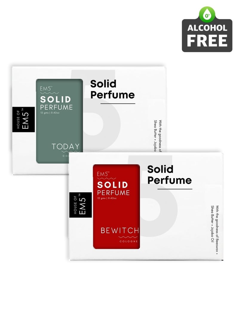Em5 EM5 Pack of 2 Today  Bewitch Solid Perfumes  NonAlcoholic Cologne for Women  NonGreasy Wax Perfume  Strong  Lasting Fragrance  Gifting Set for Her  12 gm Each  - Image 2
