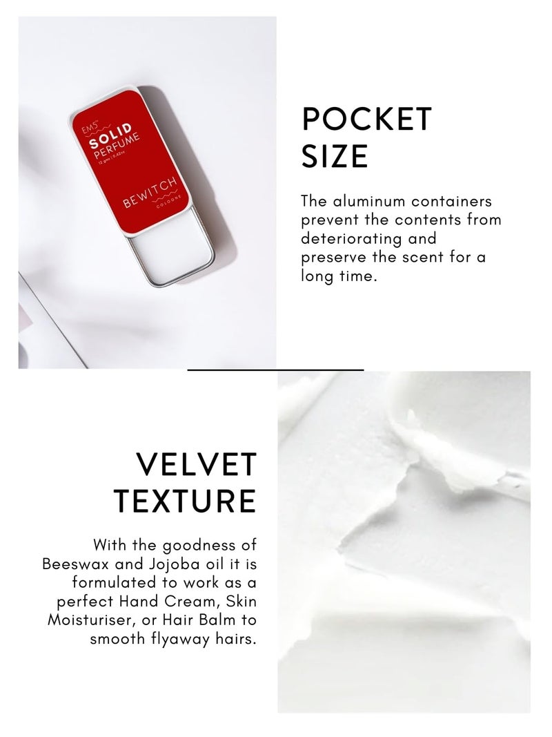 Em5 EM5 Pack of 2 Today  Bewitch Solid Perfumes  NonAlcoholic Cologne for Women  NonGreasy Wax Perfume  Strong  Lasting Fragrance  Gifting Set for Her  12 gm Each  - Image 3