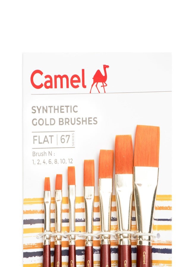Camel Paint Brush Series 67 - Flat Synthetic Gold, Set of 7 - Image 2