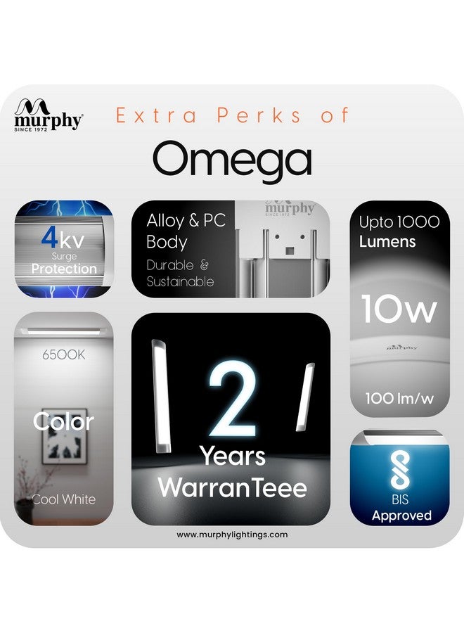 Murphy Omega 10W LED Tube Light | Ultra-Slim 1ft Aluminium Batten | Soft Cool White Glow (Pack of 1) - Image 3