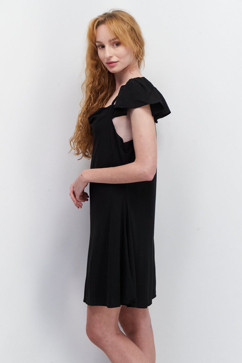 NA-KD Women Plain Mini Casual Dress, Black - Image 3