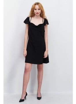 NA-KD Women Plain Mini Casual Dress, Black  - Image 2
